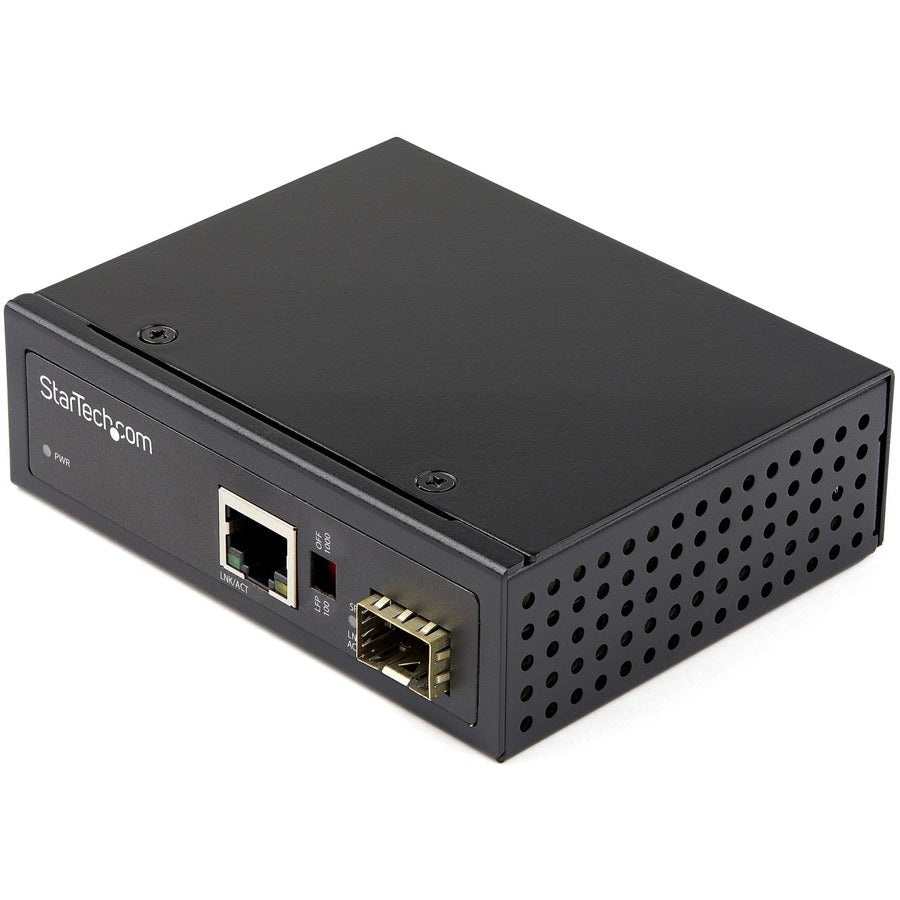 StarTech Industrial Fiber to Ethernet Media Converter, 1Gbps SFP to RJ45/CAT6, SM/MM Fiber to Copper Gigabit Network, 12V Input, TAA