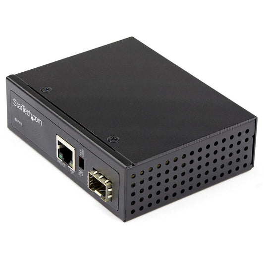 StarTech PoE+ Industrial Fiber to Ethernet Media Converter 60W, SFP to RJ45, SM/MM Fiber to Gigabit Copper IP-30, TAA