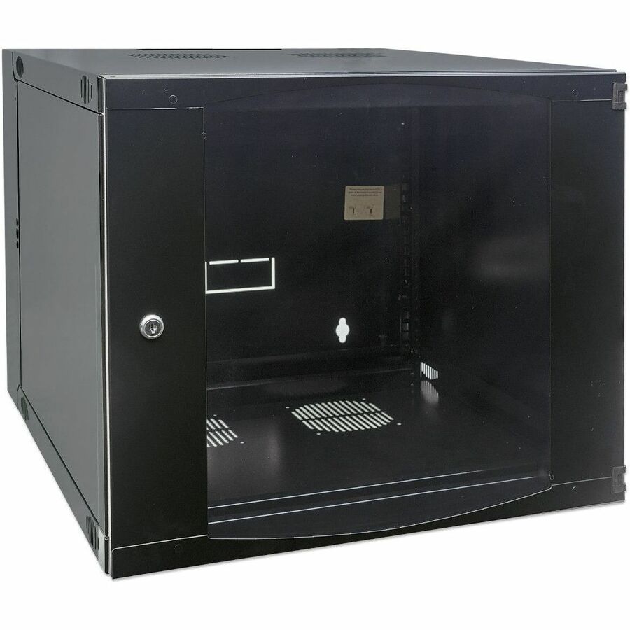 19" Network Cabinet - Wall Mount (Double Section Hinged Swing Out), 9U, 600mm Deep, Black, Flatpack, Max 30kg, Swings out for access to back of cabinet when installed on wall, 19" , Usable Depth 385mm, Parts for wall installation not included