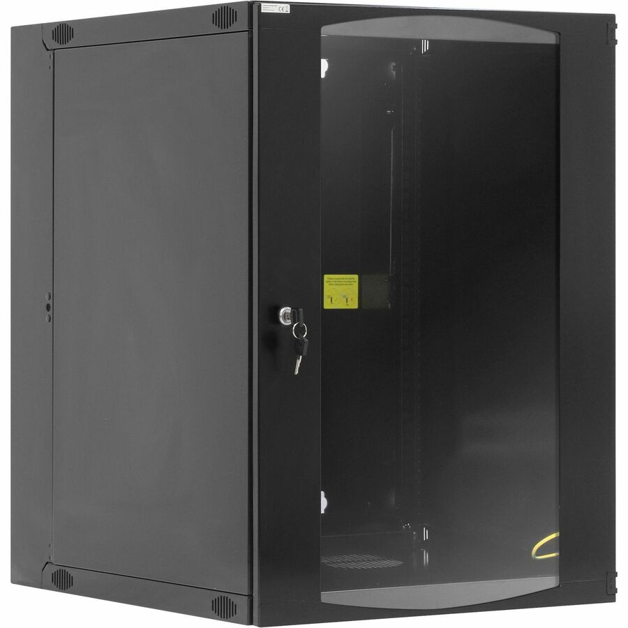 19" Network Cabinet - Wall Mount (Double Section Hinged Swing Out), 15U, 600mm Deep, Black, Flatpack, Max 30kg, Swings out for access to back of cabinet when installed on wall, Rack, Usable Depth 385mm, Parts for wall installation not included