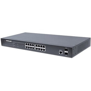 16-Port Gigabit Ethernet PoE+ Web-Managed Switch with 2 SFP Ports, IEEE 802.3at/af Power over Ethernet (PoE+/PoE) Compliant, 374 W, Endspan, 19" Rackmount