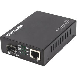 10GBase-T to 10GBase-R Media Converter, 1 x 10 GB SFP+ Slot, 1 x 10GB RJ45 Port
