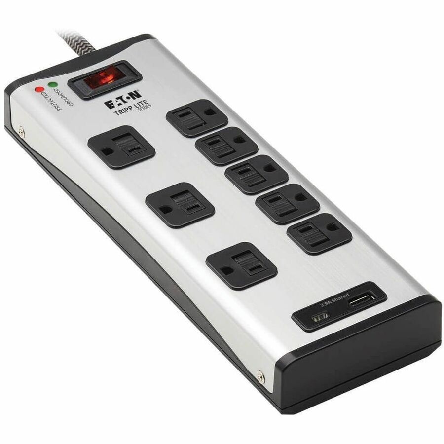 Tripp Lite by Eaton 8-Outlet Surge Protector with 1 USB-A and 1 USB-C (3.9A Shared) - 8 ft. Cord 2100 Joules Metal Housing
