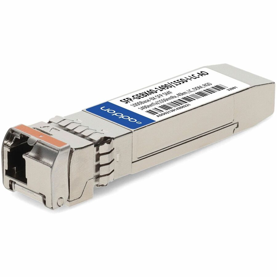 AddOn MSA and TAA 1000Base-BX SFP Transceiver (SMF, 1490nmTx/1550nmRx, 40km, LC, DOM, -40 to 85C)