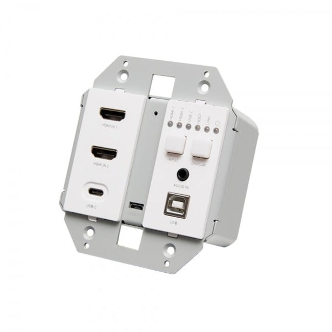 C2G Dual 4K HDMI HDBaseT plus USB-C, 3.5mm, USB-B over Cat Extender Dual Gang Wall Plate Transmitter