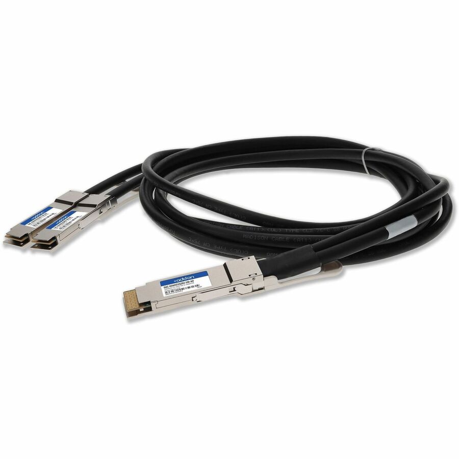 AddOn Dell&reg; DAC-Q56DD-2Q28-2-5M Compatible TAA Compliant 200GBase-CU QSFP-DD 200G to 2xQSFP28 100G NRZ Direct Attach Cable (Passive Twinax, 2.5m)