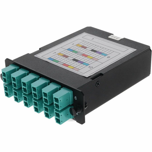AddOn 4-Bay Cassette 24-Fiber MPO In, 12 LC Duplex Out, Multi-mode Duplex OM4 - MPO type A