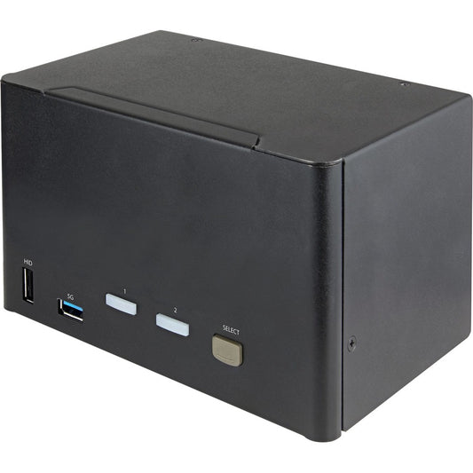StarTech 2 Port Quad Monitor DisplayPort KVM Switch, 4K 60Hz UHD HDR, DP 1.2, 2 Port USB 3.0 Hub, 4x USB HID, Audio, Hotkey, TAA