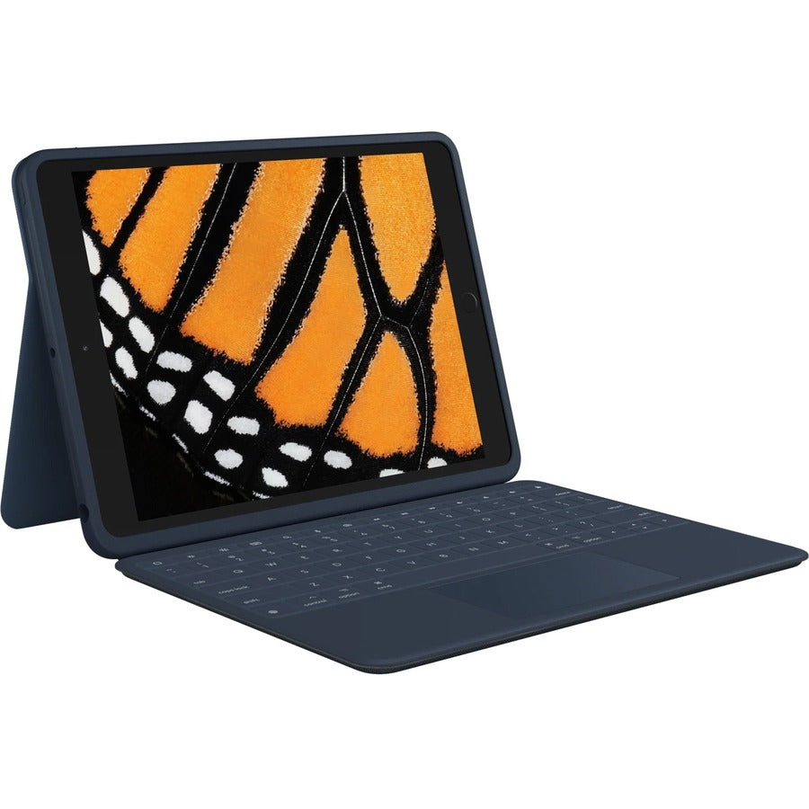 Logitech Rugged Combo 3 Touch iPad&reg; Keyboard Case with Trackpad and Smart Connector for iPad (7th, 8th, & 9th generation) - Classic Blue