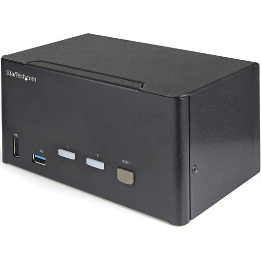 StarTech 2 Port Triple Monitor DisplayPort KVM Switch, 4K 60Hz UHD HDR, DP 1.2, 2 Port USB 3.0 Hub, 4x USB HID, Audio, Hotkey, TAA