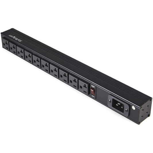 StarTech 10 Outlet Rack Mount Power Strip 125V/16 Amp, 1U Horizontal 19" Rackmount PDU, NEMA 5-20P Input, 10x NEMA 5-15/20R Outlets