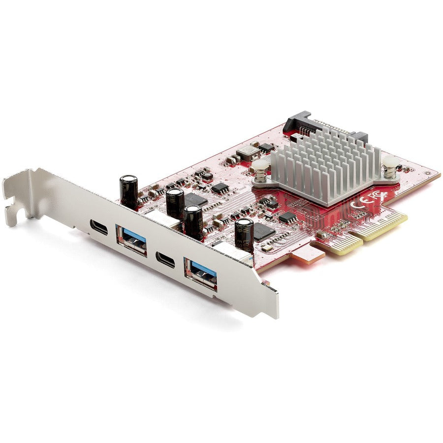 StarTech 4-Port USB PCIe Card, 10Gbps USB PCI Express Expansion Card w/2 Controllers, 2x USB-C & 2x USB-A ports (USB 3.2 Gen 2), TAA