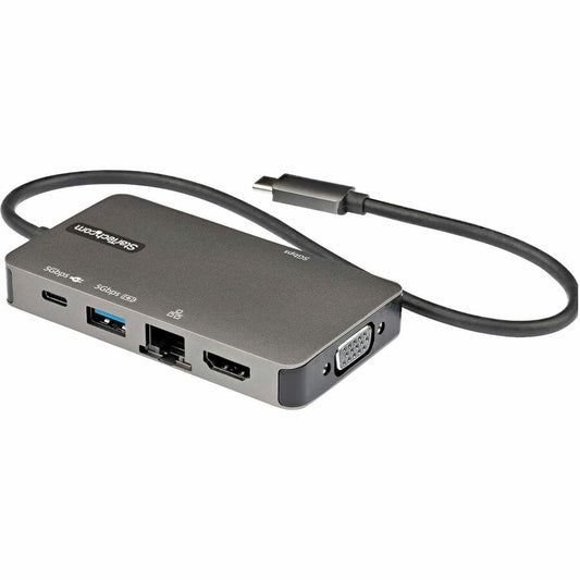 StarTech USB-C Multiport Adapter, USB C to 4K HDMI or VGA, USB Type-C Mini Dock, 100W PD Passthrough, 3x USB 3.0, GbE, 12" Long Cable