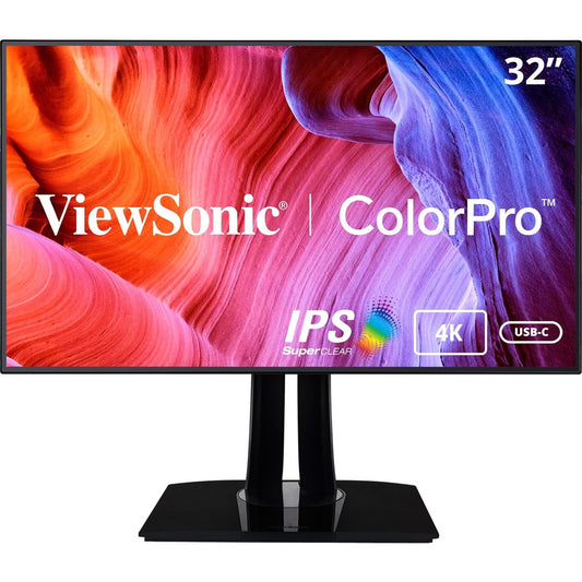 ViewSonic VP3268a-4K 32 Inch Premium IPS 4K Monitor with Advanced Ergonomics, ColorPro 100% sRGB Rec 709, 14-bit 3D LUT, Eye Care, HDR10 Support, HDMI, USB C, RJ45, DisplayPort for Professional Home Office