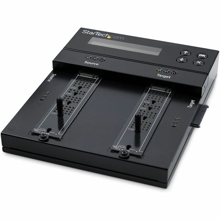 StarTech Standalone Dual Bay M.2 SATA/NVMe Duplicator/Eraser, HDD/SSD Cloner/Wiper, M.2 PCIe/AHCI, Hard Drive Sanitizer/Copier, TAA