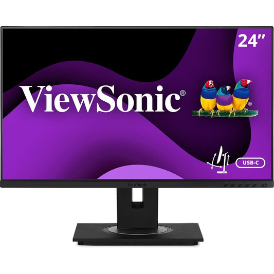 ViewSonic VG2456A 24 Inch 1080p IPS Monitor with USB C 3.2 with 90W Power Delivery, Docking Built-In, RJ45, 40 Degree Tilt Ergonomics for Home and Office