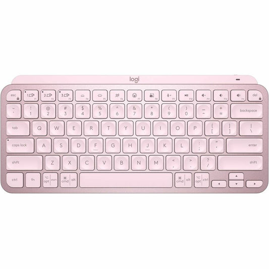 Logitech MX Keys Mini Minimalist Wireless Illuminated Keyboard, Compact, Bluetooth, USB-C - Rose
