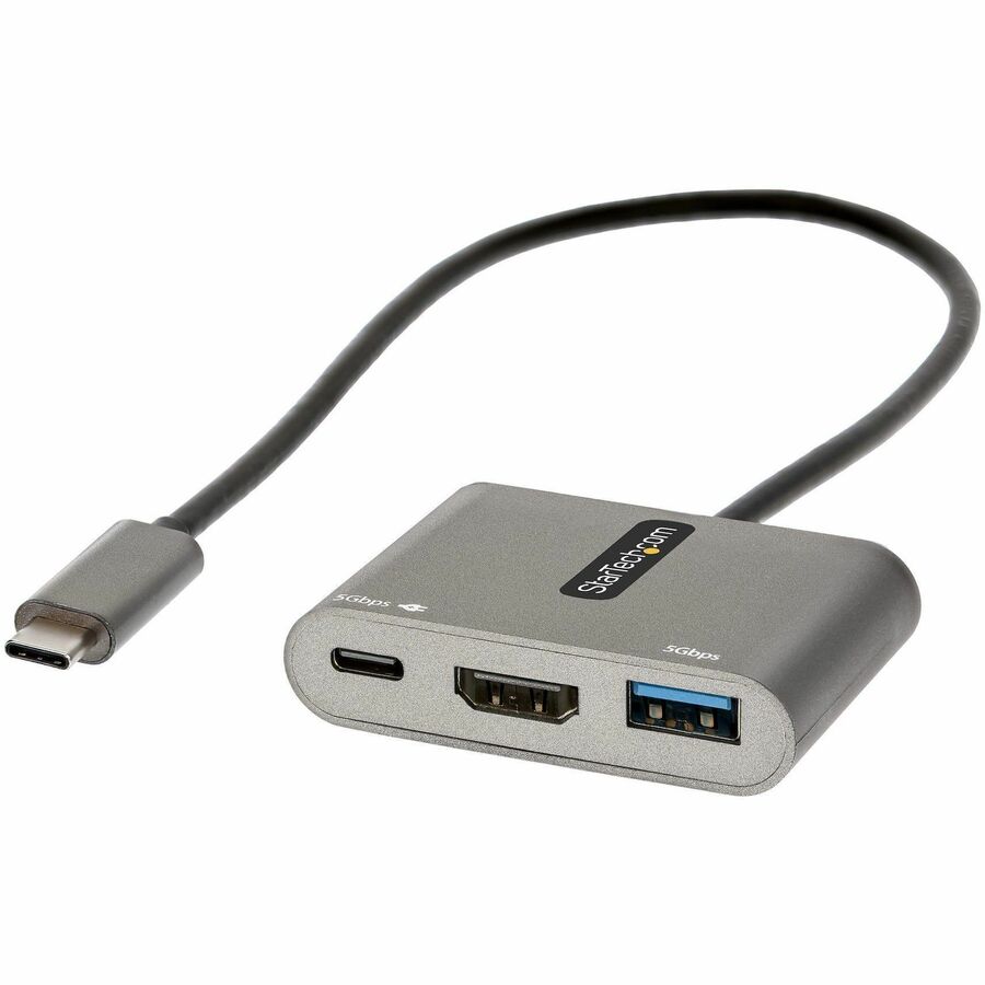 StarTech USB C Multiport Adapter, USB-C to HDMI 4K, 100W PD Pass-Through, USB 3.0 Hub 5Gbps (1xC/1xA), USB-C Mini Dock/Travel Dock