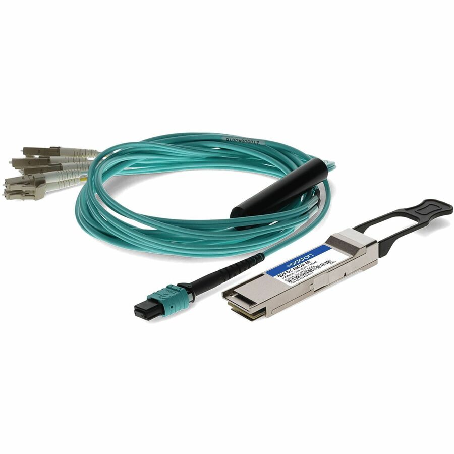 AddOn Cisco&reg; QSFP-40G-SR4-S Compatible TAA 40GBase-SR4 QSFP Transceiver with 5m breakout (MMF, 850nm, 5m)