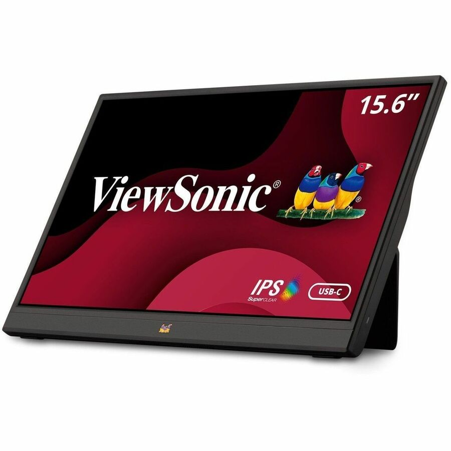 ViewSonic VA1655 15.6 Inch 1080p Portable Monitor, IPS Display with Eye Care for Comfortable Mobile Workspaces, Built-in Stand, 60W USB-C, Mini HDMI, and Protective Case