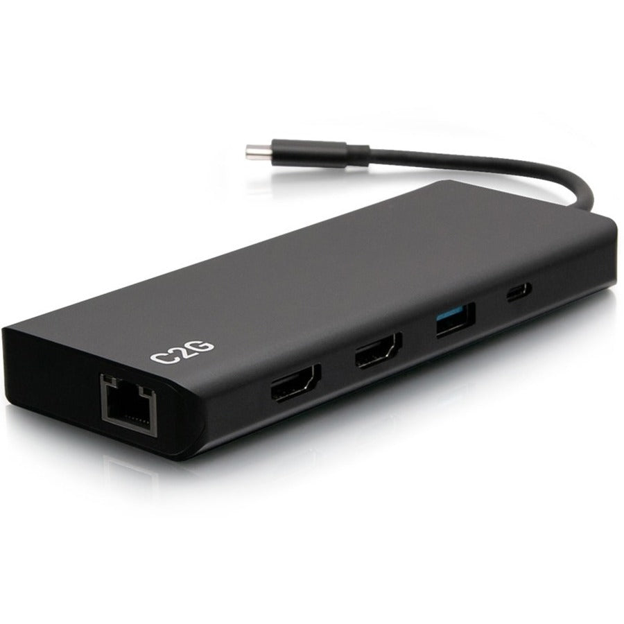 C2G USB-C&reg; 9-in-1 Dual Display Docking Station with 60W Power Supply, HDMI&reg;, Ethernet, USB, 3.5mm Audio and Power Delivery up to 60W - 4K 30Hz (TAA Compliant)