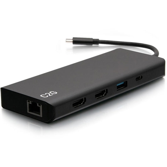 C2G USB-C&reg; 9-in-1 Dual Display Docking Station with 60W Power Supply, HDMI&reg;, Ethernet, USB, 3.5mm Audio and Power Delivery up to 60W - 4K 30Hz (TAA Compliant)