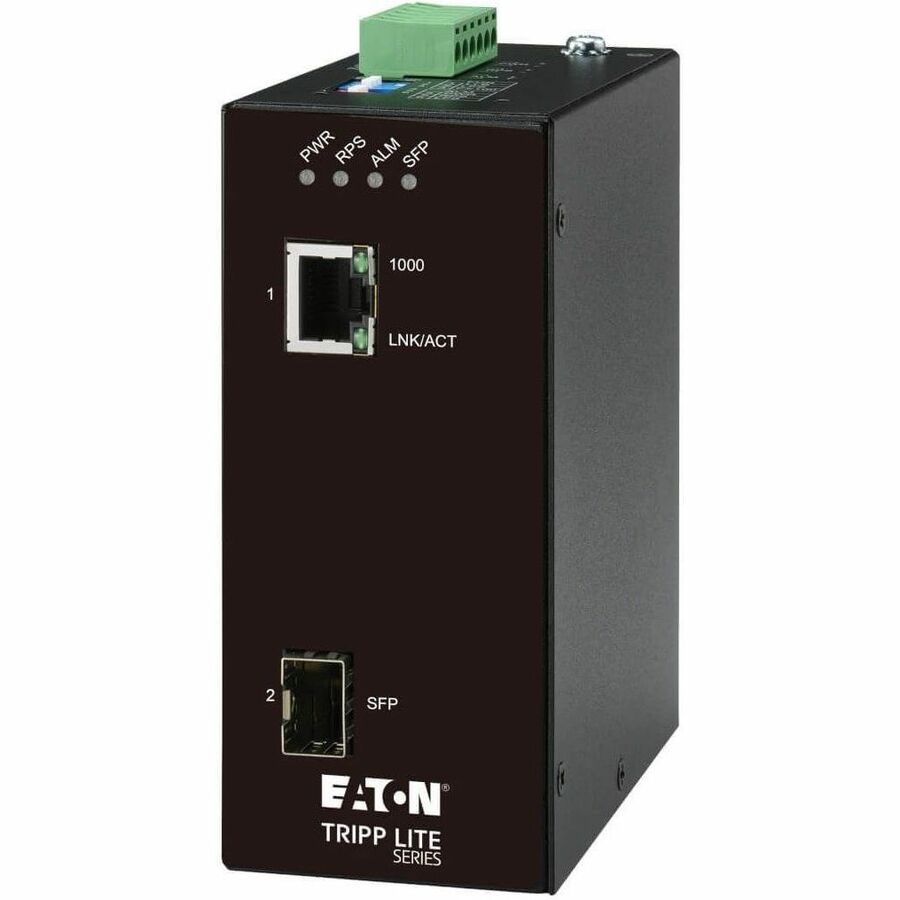 Tripp Lite by Eaton Hardened Gigabit Fiber to Ethernet Media Converter 10/100/1000 Mbps RJ45/SFP -10&deg; to 60&deg;C DC Power