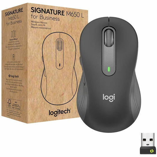 Logitech Signature M650 for Business Wireless Mouse, For Small to Medium Sized Hands, Logi Bolt, Graphite