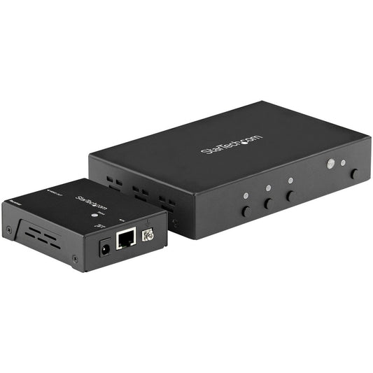 StarTech HDMI Extender over CAT6/5e with 3 Port Video Switch 4K 30Hz, 115ft, HDMI Switch Box, Video over HDBaseT w/Auto Switcher, TAA