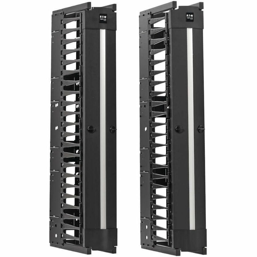 Tripp Lite by Eaton High-Capacity Vertical Cable Manager - Deep Double Finger Duct with Cover - Single Sided - 6 in. Wide - Black - 7 ft. (2.2 m)