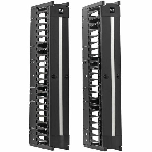 Tripp Lite by Eaton High-Capacity Vertical Cable Manager - Deep Double Finger Duct with Cover - Single Sided - 6 in. Wide - Black - 7 ft. (2.2 m)
