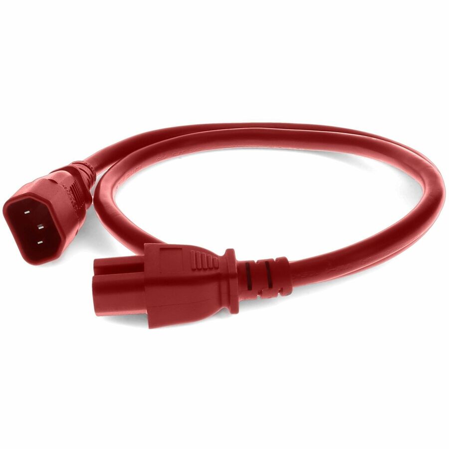 AddOn 1ft C14 Male to C15 Female 14AWG 100-250V at 15A Red Power Cable