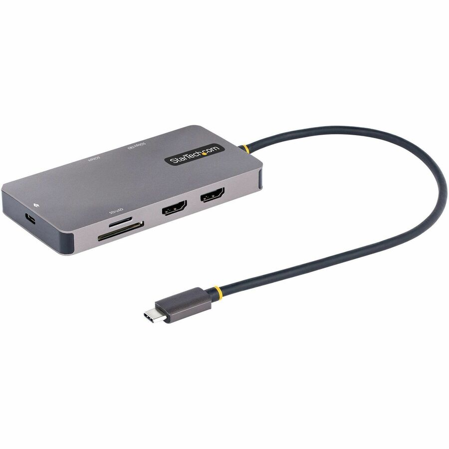 StarTech USB C Multiport Adapter, Dual HDMI, 4K 60Hz, 2x 5Gbps USB-A Hub, 100W Power Delivery, GbE, SD/MicroSD, USB C Mini Dock