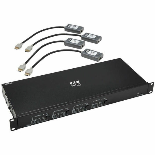 Tripp Lite by Eaton 4x4 HDMI over Cat6 Matrix Switch Kit, Switch/4x Pigtail Receivers - 4K 60 Hz, HDR, 4:4:4, PoC, 230 ft. (70.1 m), TAA