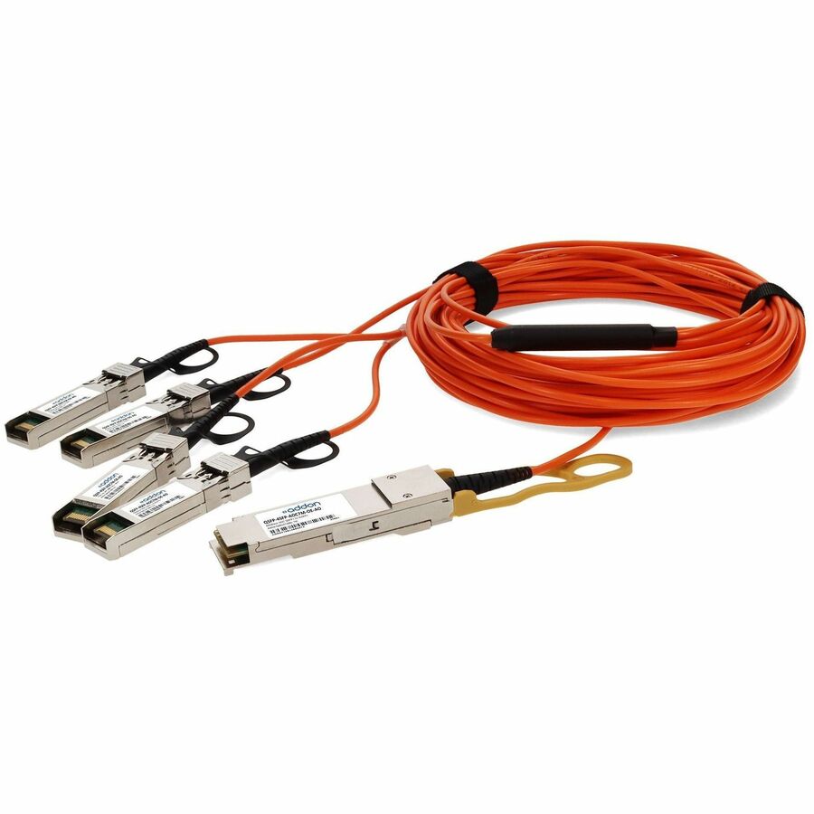 AddOn MSA Compliant 40GBase-AOC QSFP+ to 4xSFP+ Orange Active Optical Cable (850nm, MMF, 7m)