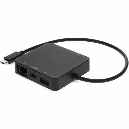 AddOn USB C Male to USB C 3.1, HDMI 4K, USB A 3.1 Gen 2, and RJ-45 Travel Docking Station