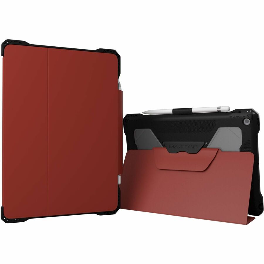 MAXCases Extreme Folio-X2 for iPad 9 (7/8) 10.2" (2021) (New Wipeable Material) (Red)