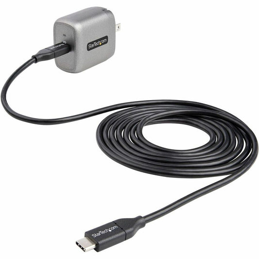 StarTech 30W USB-C Wall Charger, Portable GaN Charger with USB Power Delivery Fast Charging, 6ft Cable, USB-C Charger