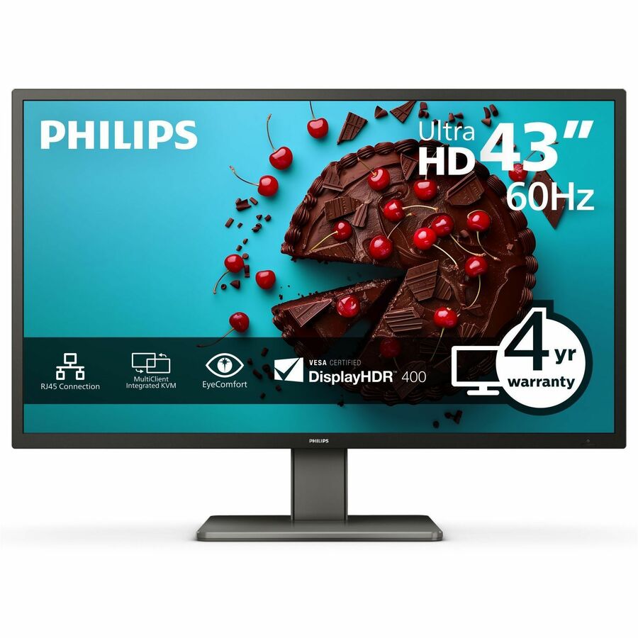 Philips Brilliance 439P1 43" Class 4K UHD LCD Monitor - 16:9 - Textured Black