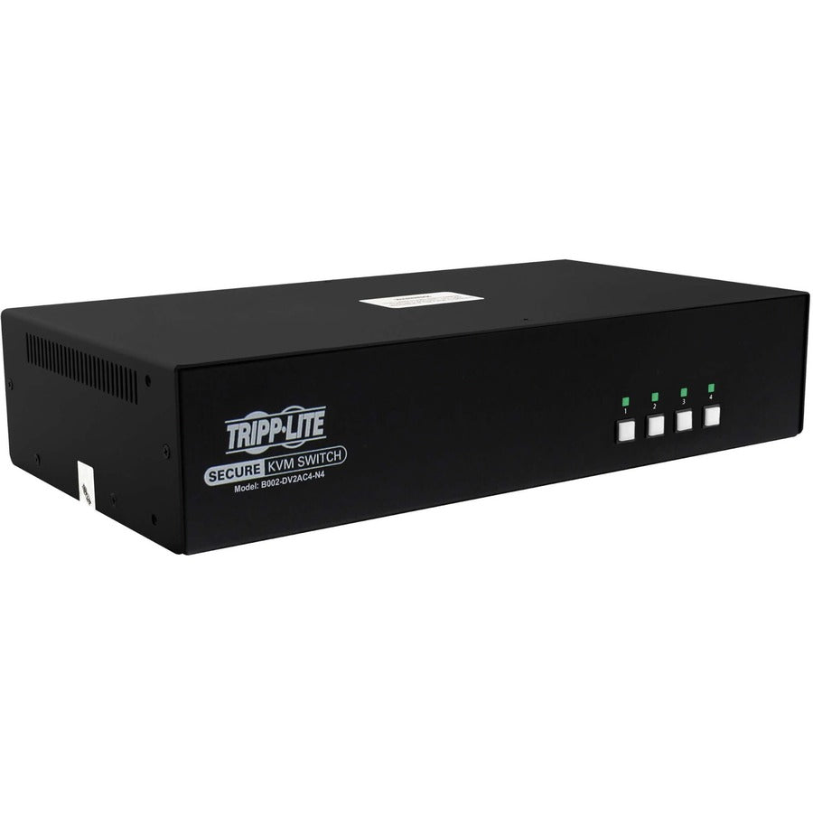Tripp Lite series Secure KVM Switch, 4-Port, Dual Head, DVI to DVI, NIAP PP4.0, Audio, CAC, TAA