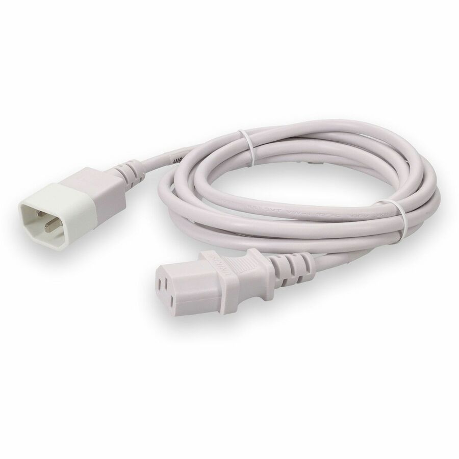 AddOn 8ft C13 Female to C14 Male 18AWG 100-250V at 10A White Power Cable
