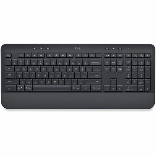 Logitech Signature K650 Comfort Full-Size Wireless Keyboard with Wrist Rest, BLE Bluetooth or Logi Bolt, Graphite