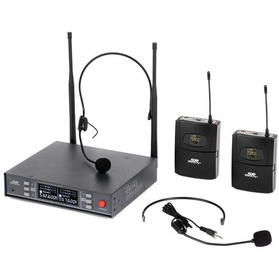 Monoprice Stage Right 200-Channel UHF Dual Headset Wireless Microphones System