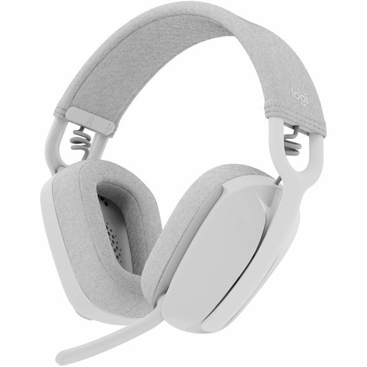 Logitech Zone Vibe 100 Wireless Over Ear Headphones, Noise Canceling Microphone, Advanced Multipoint Bluetooth Headset, Off-white