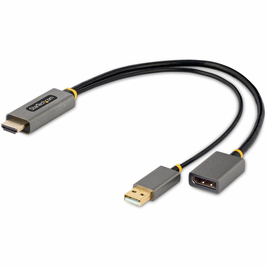 StarTech 1ft (30cm) HDMI to DisplayPort Adapter, 4K 60Hz HDR HDMI Source to DP Monitor, USB Bus Powered, HDMI 2.0 to DisplayPort 1.2