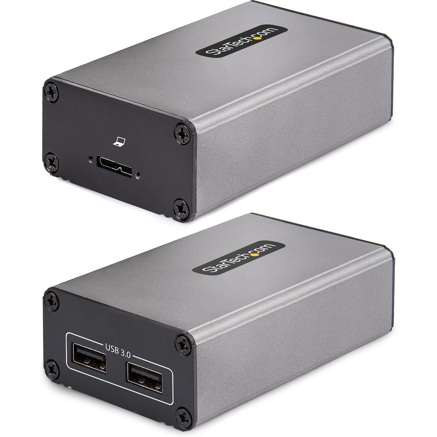 StarTech 2-Port USB 3.0 Extender over OM3 Multimode Fiber, LC/LC, USB-A 5Gbps Hub, 350m/1150ft, Durable USB Fiber Optic Extender, TAA