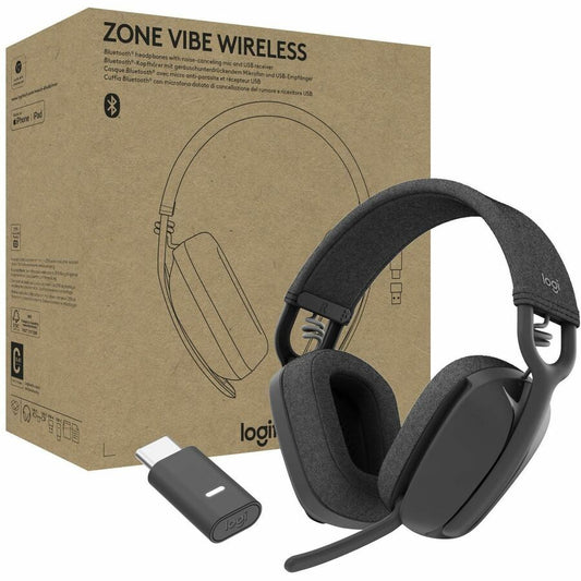 Logitech Zone Vibe Wireless Bluetooth&reg; headphones with USB receiver and noise-canceling mic