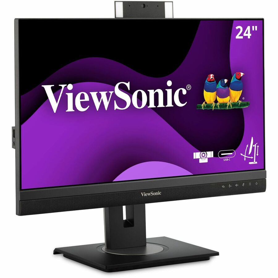 ViewSonic VG2456V 24 Inch 1080p Docking Monitor, IPS Display with Webcam for Smooth Video Conferencing, Full Ergonomic Adjustability, 90W USB-C, RJ45, HDMI, and DisplayPort Inputs