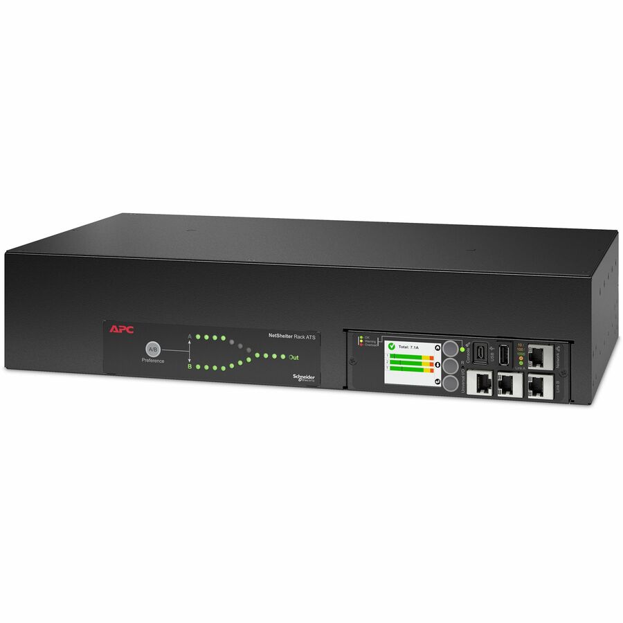 APC Netshelter Rack Automatic Transfer Switch, 2U, 30A, 208V, 2 L6-30P IN, 1 L6-30R OUT, 50/60Hz