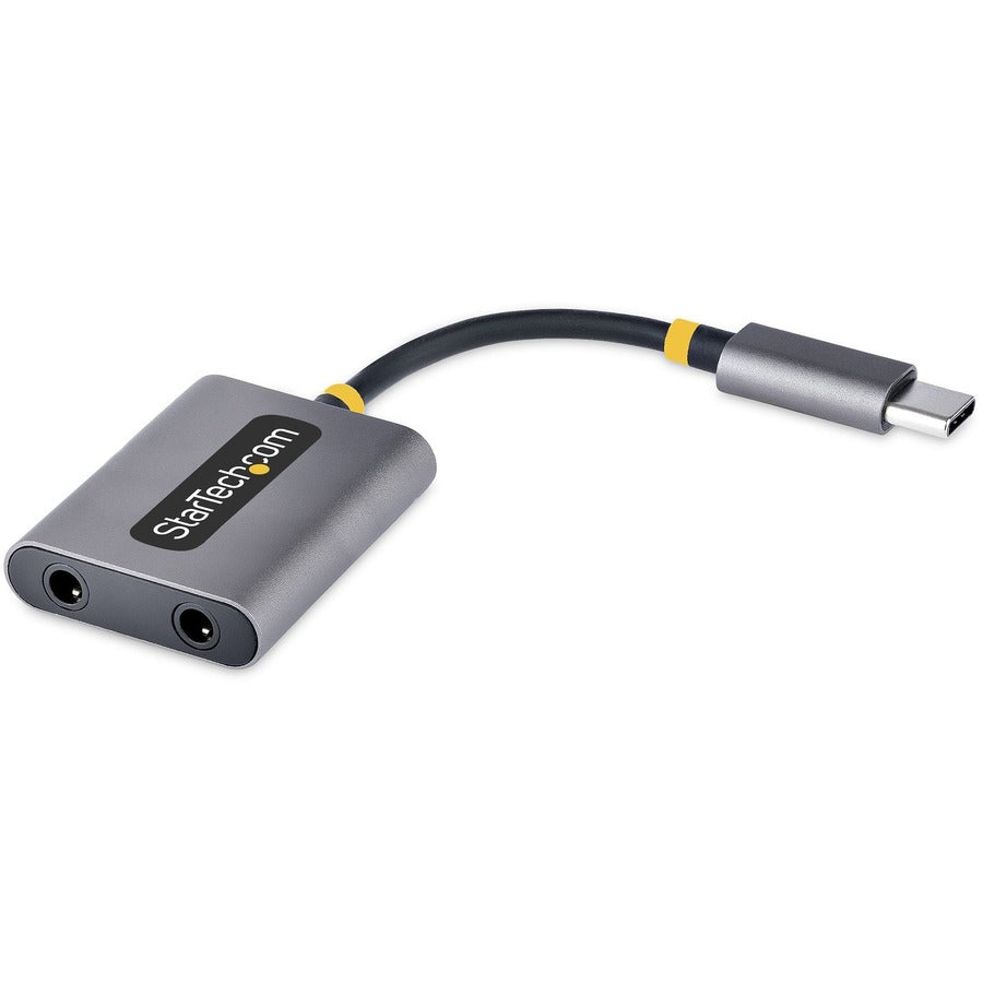 StarTech USB-C Headphone Splitter, USB Type C Dual Headset Adapter w/Mic Input, USB C to 3.5mm Audio Adapter/Earphone Dongle/Aux Jack